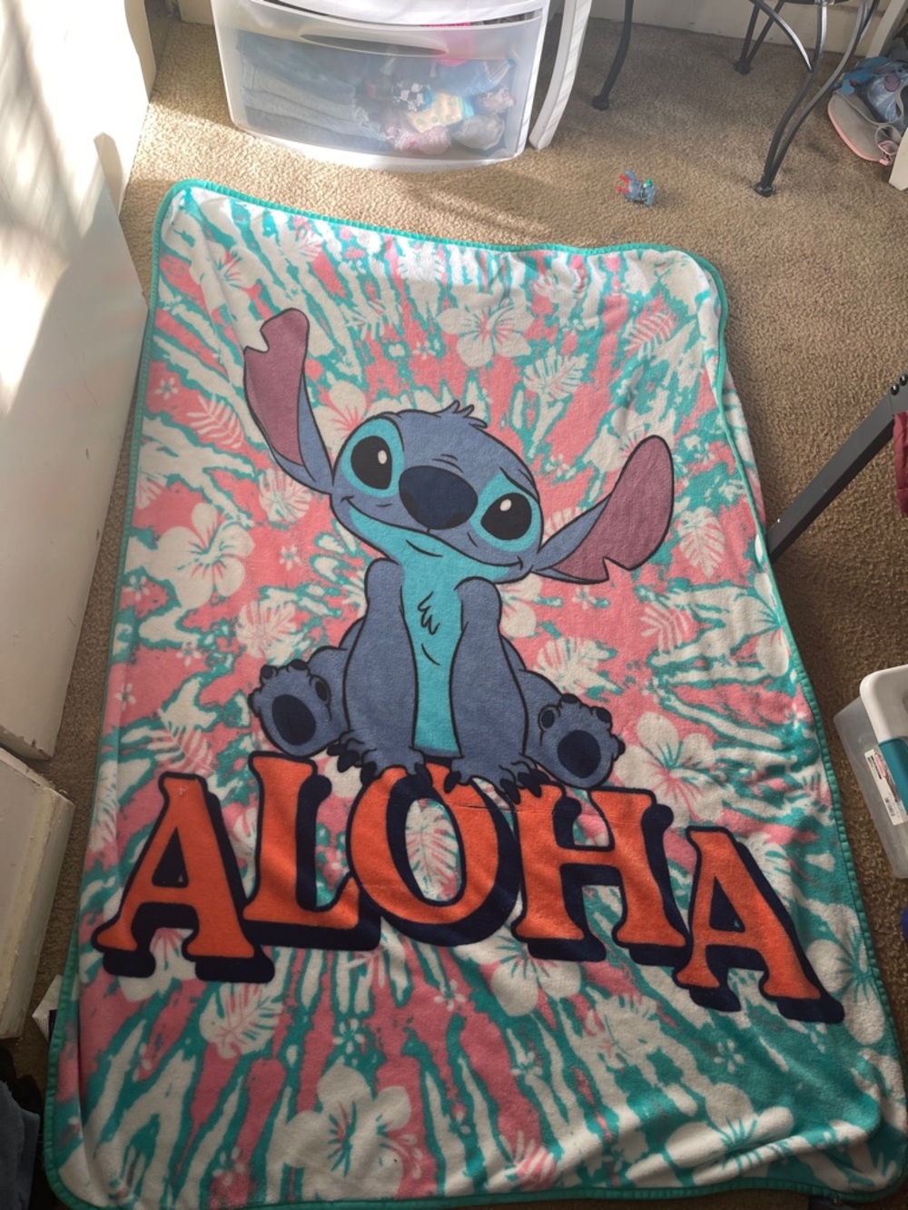 Disney Stitch Aloha Pink Teal Throw Blanket